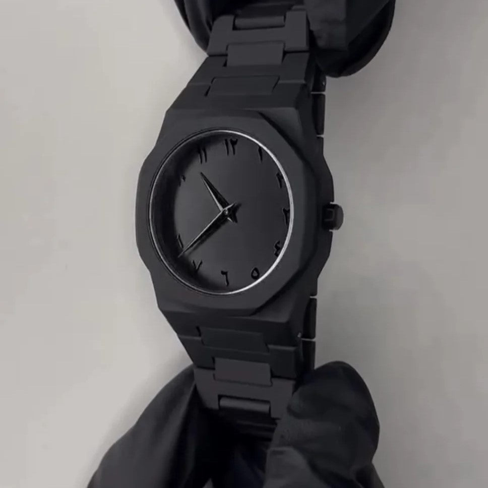 Black Aura Quartz Watch – Stylish Analog Watch for Men & Boys