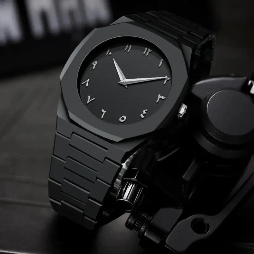 Black Aura Quartz Watch – Stylish Analog Watch for Men & Boys