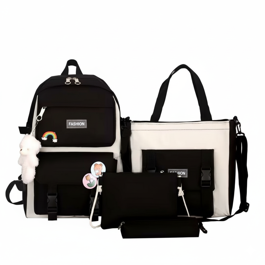 4 Pcs Nylon Bag Set for Girls - Stylish & Durable