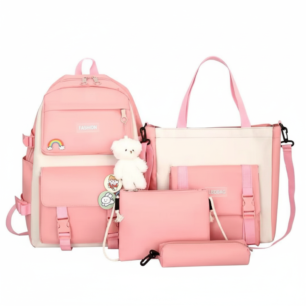 4 Pcs Nylon Bag Set for Girls - Stylish & Durable