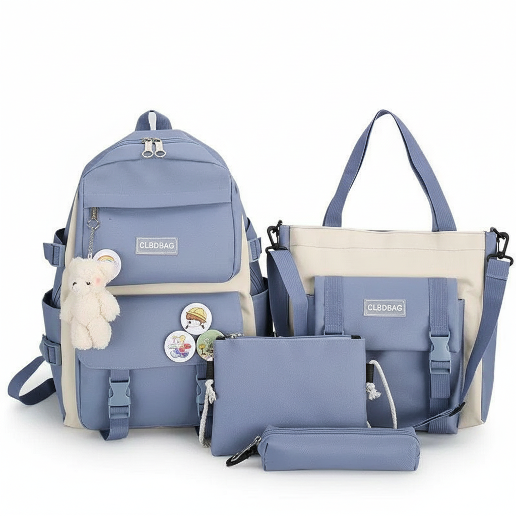 4 Pcs Nylon Bag Set for Girls - Stylish & Durable