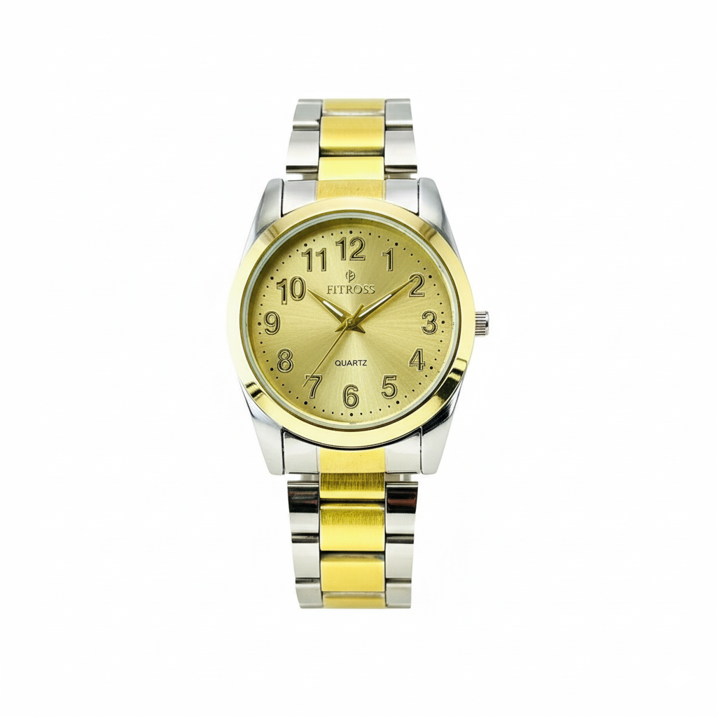 Men's Water Resistant Golden Chain Strap Quartz Watch - 1 Pc