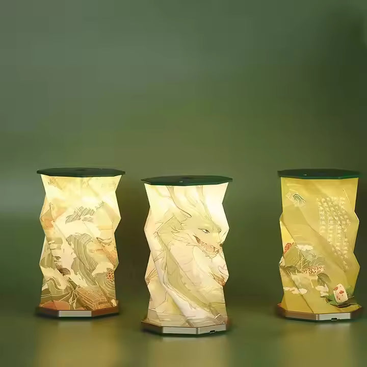 Portable Folding Wooden Table Lamp