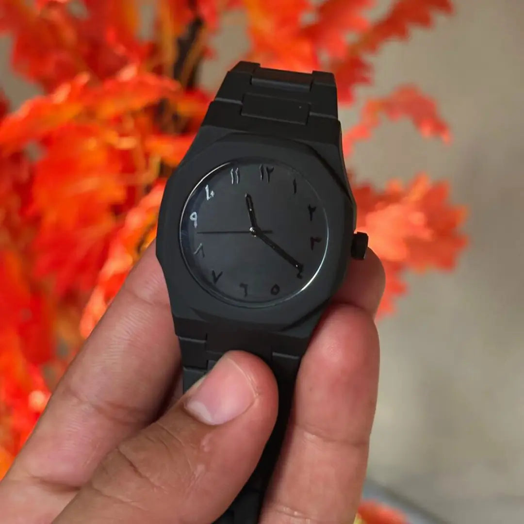 Black Aura Quartz Watch – Stylish Analog Watch for Men & Boys
