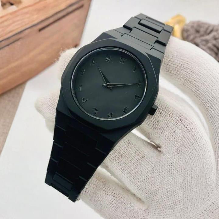 Black Aura Quartz Watch – Stylish Analog Watch for Men & Boys