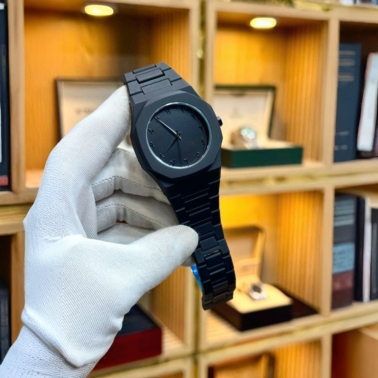 Black Aura Quartz Watch – Stylish Analog Watch for Men & Boys