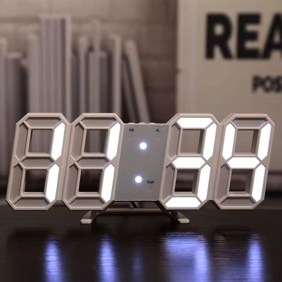 3D LED Digital Alarm Clock | Wall & Table Electronic Clock with Calendar & Thermometer