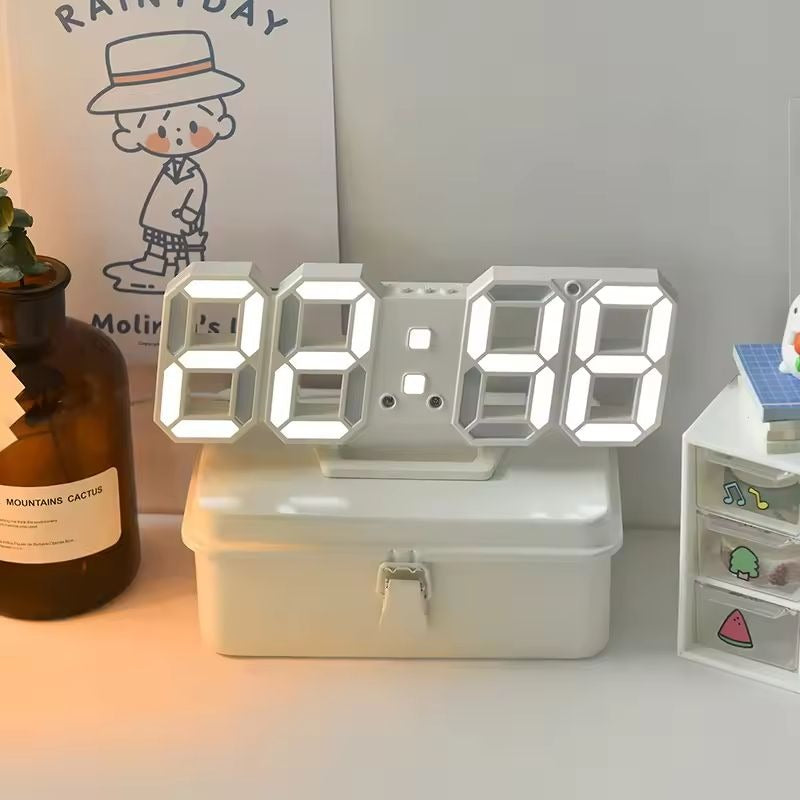 3D LED Digital Alarm Clock | Wall & Table Electronic Clock with Calendar & Thermometer