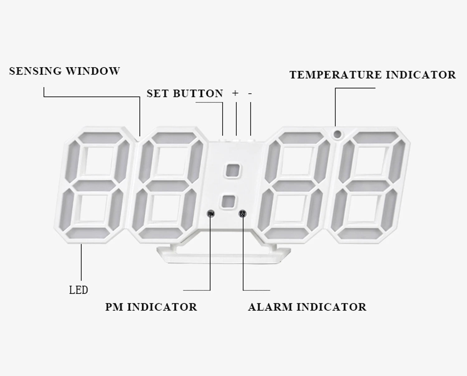 3D LED Digital Alarm Clock | Wall & Table Electronic Clock with Calendar & Thermometer